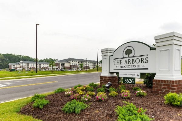The Arbors at Shoulders Hill entrance sign