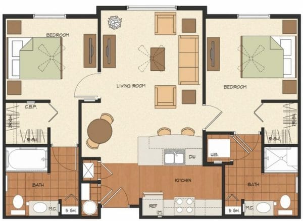 Katie Manor Apartments 2BR Floor Plan