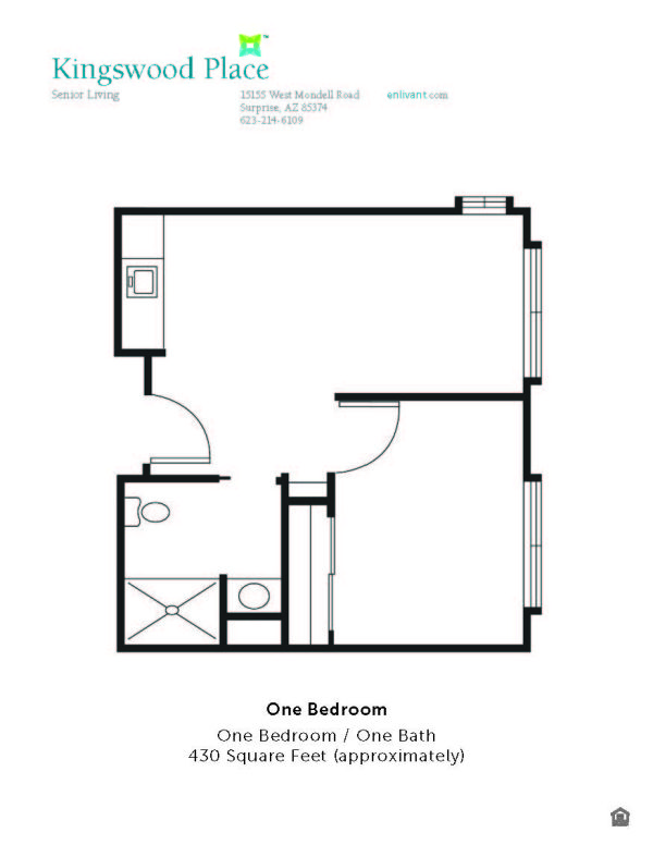 Kingswood Place Assisted Living Community one bedroom floor plan