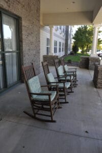 Rocking chairs on the Westchester Village at Providence Place porch