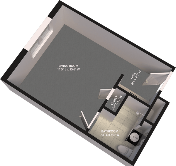 The Madison Village Studio A floor plan