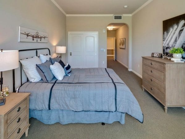 Bedroom in Model Apartment at Aerial View at Oakmont of Valencia