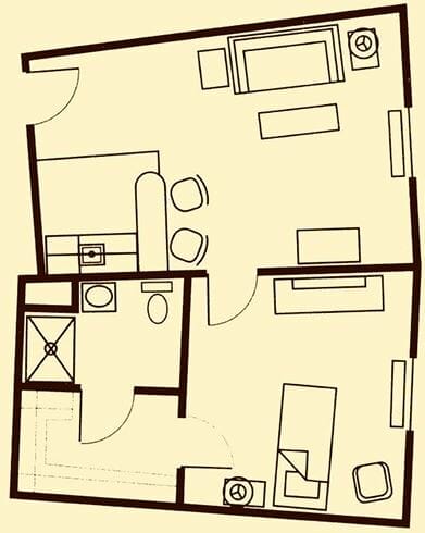 One Bedroom Floor Plan at Shipley Manor