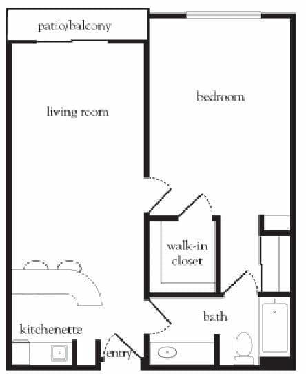 One Bedroom Floor Plan at Atria Newport Plaza