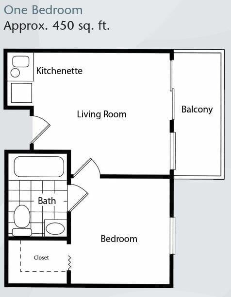 One Bedroom Floor Plan at Brookdale Nohl Ranch