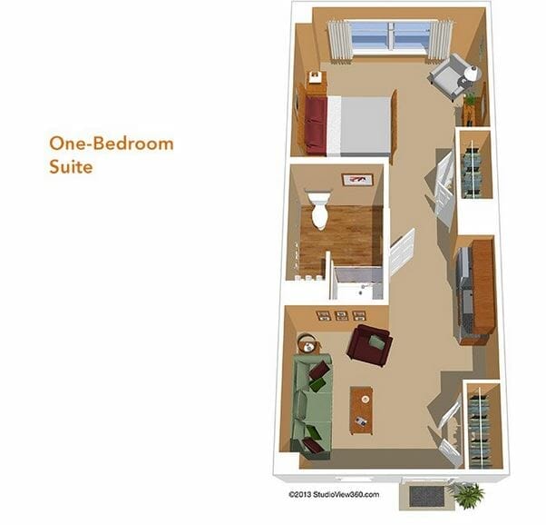 One Bedroom Suite Floor Plan at Sunrise on Connecticut Ave