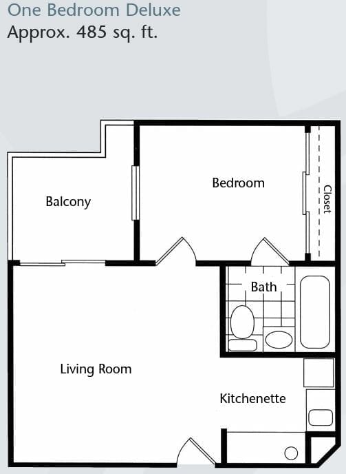 One Bedroom Deluxe Floor Plan at Brookdale Nohl Ranch