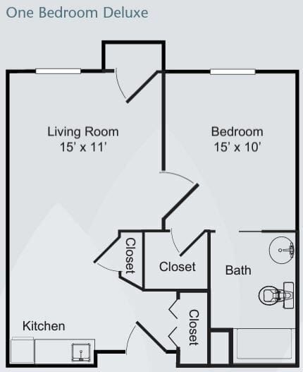 One Bedroom Deluxe Floor Plan
