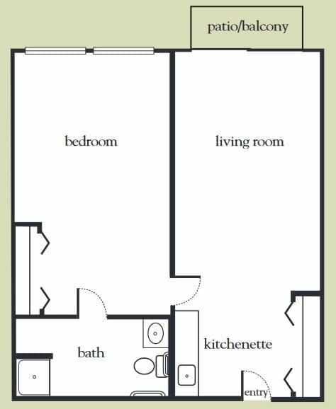 One Bedroom Floor Plan at Pacifica Senior Living Bonita