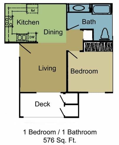 One Bedroom Floor Plan at Heritage Park at Cathedral City