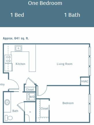 One Bedroom Floor Plan at Merrill Gardens at Huntington Beach