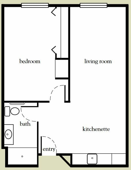 One Bedroom Floor Plan at Rancho Mirage Terrace
