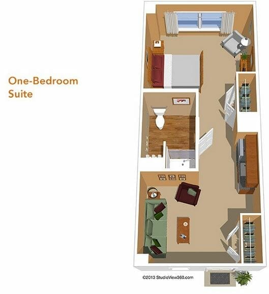 One Bedroom Floor Plan at Sunrise at Tustin
