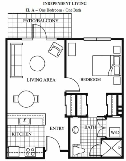 One Bedroom Independent Living Floor Plan at Maravilla