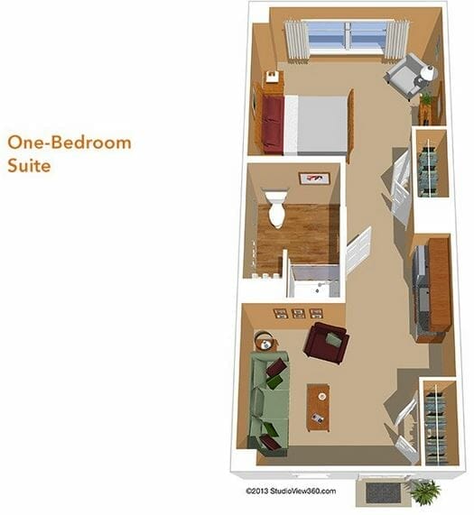 One Bedroom Suite Floor Plan at Sunrise of West Hills