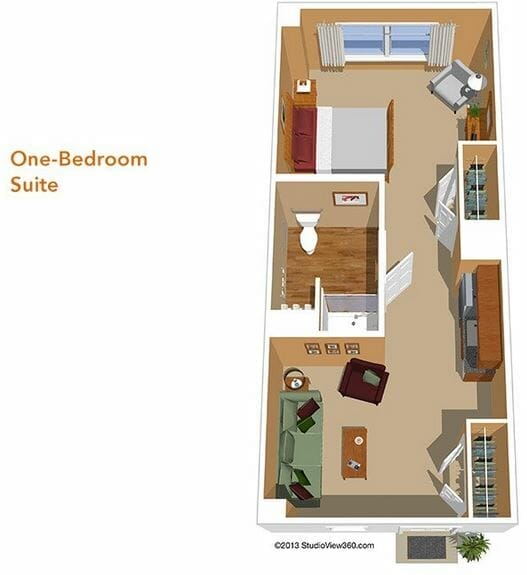 One Bedroom Suite Floor Plan at Sunrise at Beverly Hills