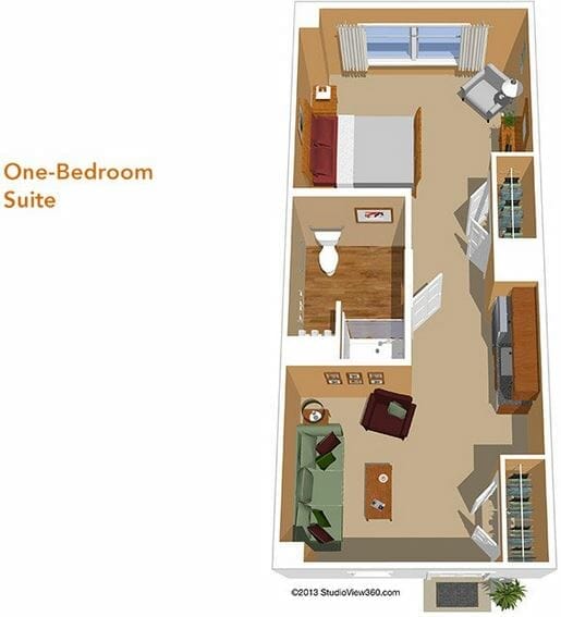 One Bedroom Suite Floor Plan at Sunrise at Claremont
