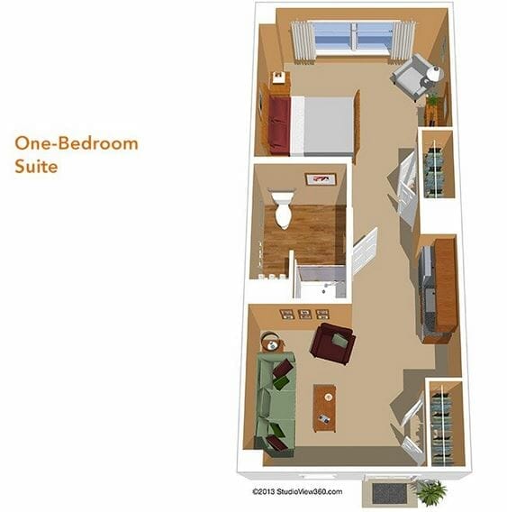 one Bedroom Suite Floor Plan at Sunrise Huntington Beach