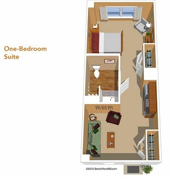 One Bedroom Suite Floor Plan at Sunrise of Mission Viejo