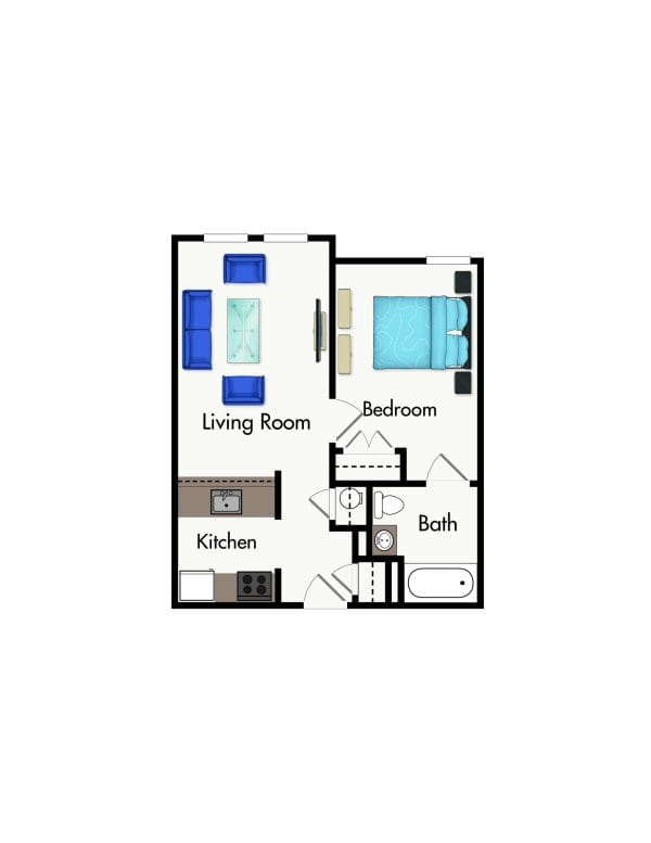 Cromwell House Apartments one bedroom floor plan