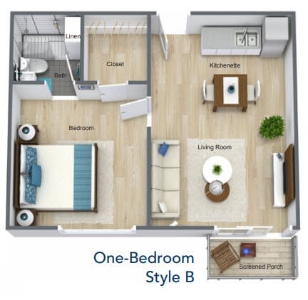 Wyndham Lakes One Bedroom Style B floor plan