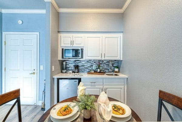 Kitchenette in Model Apartment at Pacifica Senior Living Chino Hills