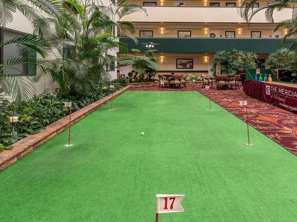 Indoor putting green in The Meridian at Westwood