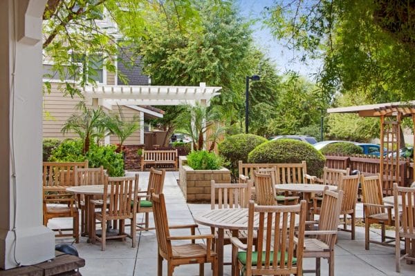 Patio and outdoor seating at Sunrise of Gilbert