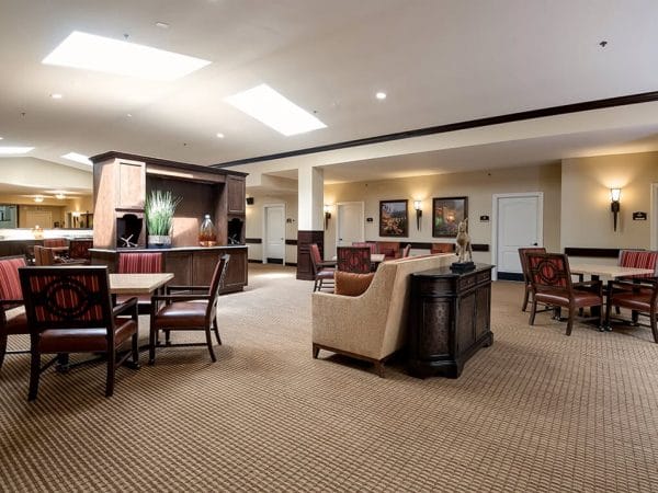 Pacifica Senior Living Ocala resident living room with tables and couches