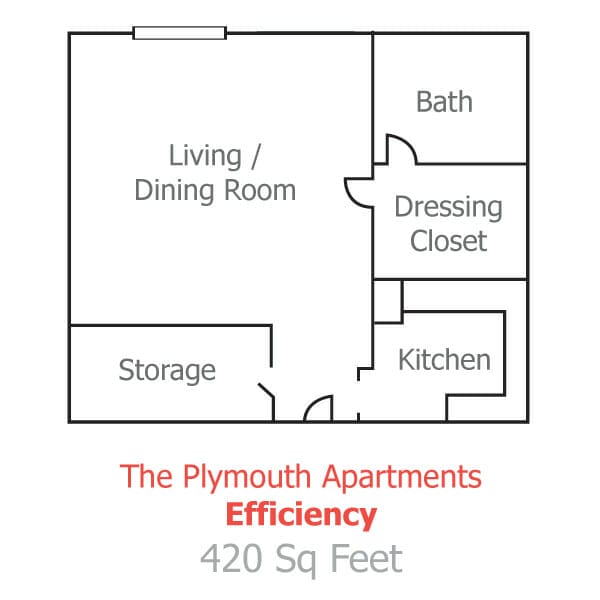 The Plymouth Apartments Efficiency Floor Plan