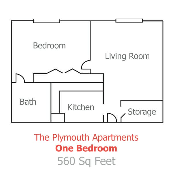 The Plymouth Apartments 1BR Floor Plan