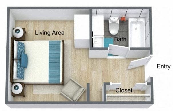 Private Room Floor Plan at Pacifica Senior Living Northridge