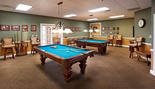 Redstone Village billiards room with 2 pool tables