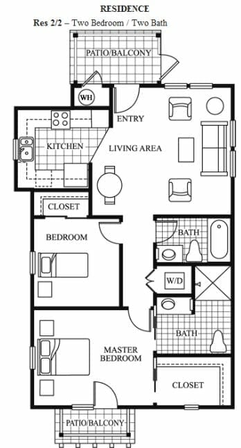 Two Bedroom Residence Floor Plan at Maravilla