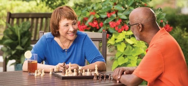 Senior residents of Windsor Run playing chess