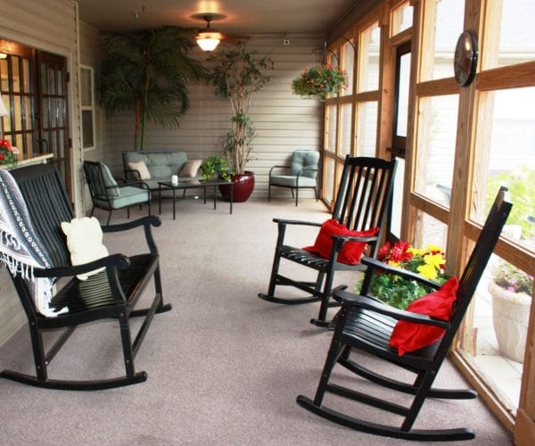 Village at Cook Springs screened porch and rocking chairs