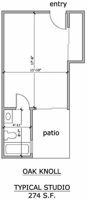 Studio Floor Plan at Regency Park Oak Knoll