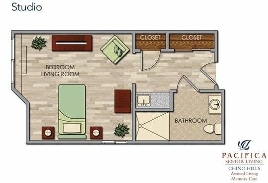 Studio Floor Plan at Pacifica Senior Living Chino Hills