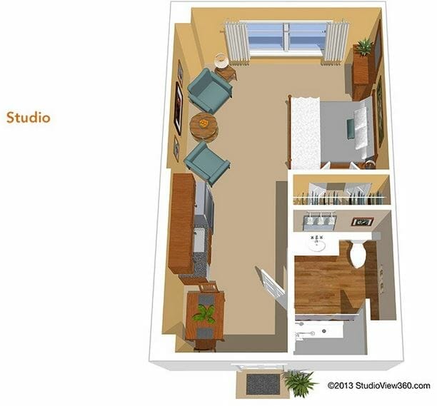 Studio Floor Plan at Sunrise of West Hills
