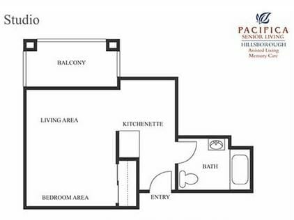 Studio Floor Plan at Pacifica Senior Living Hillsborough