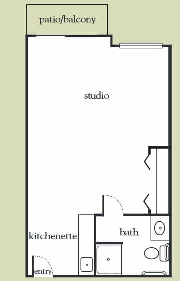 Studio Floor Plan at Pacifica Senior Living Bonita