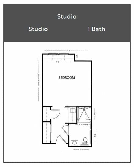 Studio Floor Plan at Claremont Place