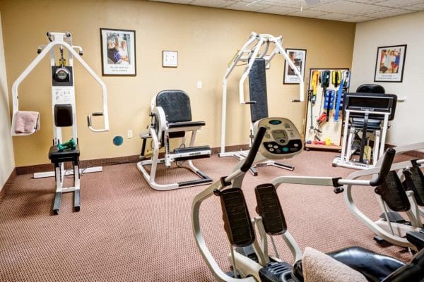 Exercise equipment in the Sun City West fitness center