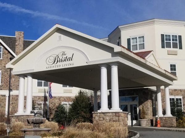 The Bristal Assisted Living at Woodcliff Lake entrance canopy