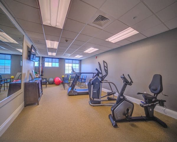 Fitness Studio at Bathroom in Model Apartment at The Village at Seven Oaks