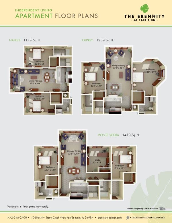 The Brennity at Tradition Independent Living floor plans 2