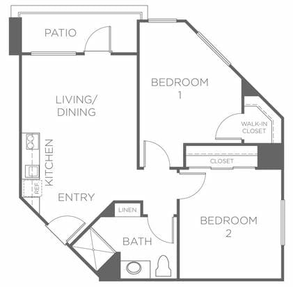 Two Bedroom Floor Plan at Park Terrace