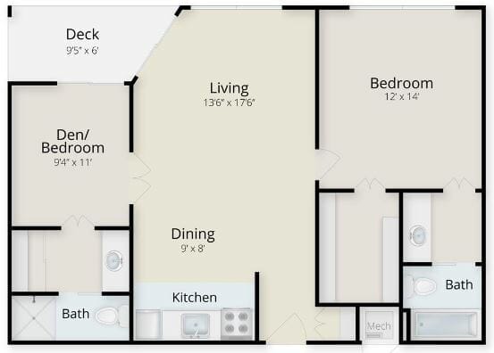 Two Bedroom Floor Plan at Regents Point