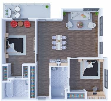 Two Bedroom Floor Plan at Solstice at Apply Valley