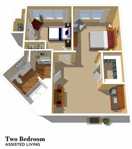 Two Bedroom Floor Plan at Sunrise at Beverly Hills